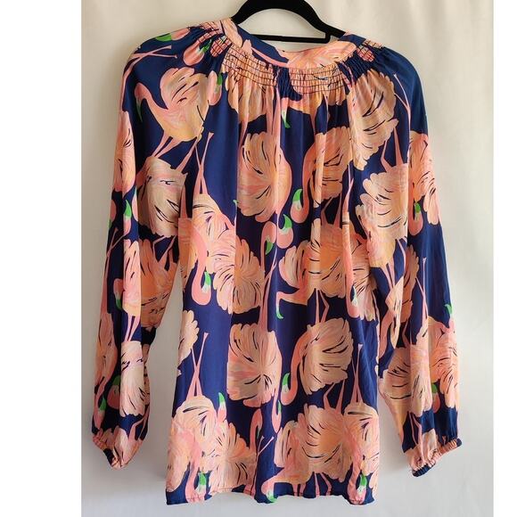 Lilly Pulitzer Pink and Blue Flamingo Blouse - Picture 3 of 9